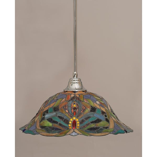 Unbranded Sparta 100-Watt 1-Light Chrome Bowl Mini Pendant Light with Glass Shade