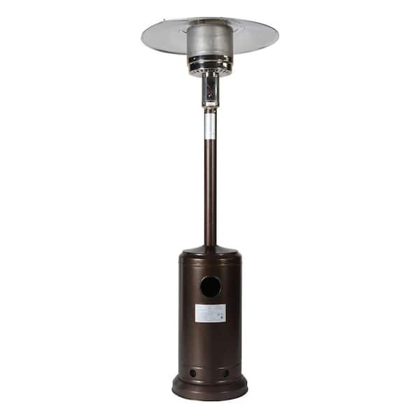 Unbranded 46000 BTU Mushroom Outdoor Bronze Powder Coated Iron Patio Heater Hammered with 2 Smooth-Rolling Wheels and Hose Set