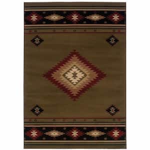 Green and Red 2 ft. x 3 ft. Southwestern Area Rug