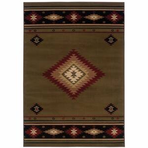 Green and Red 2 ft. x 3 ft. Southwestern Area Rug