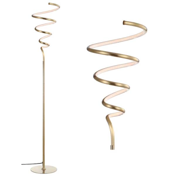 JONATHAN Y Scribble 60.5 in. Gold Modern Metal Integrated LED Floor Lamp