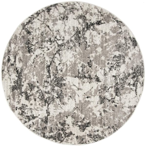 SAFAVIEH Skyler Gray/Ivory 7 ft. x 7 ft. Round Abstract Area Rug