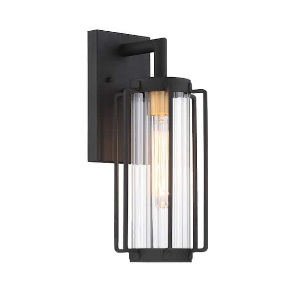 Minka Lavery Avonlea Medium 1-Light Sand Black with Gold Outdoor Light Wall Lantern Sconce