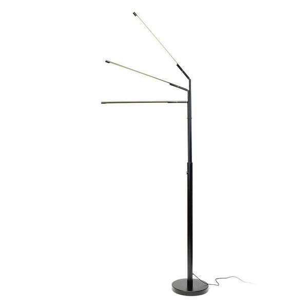 Homeglam Terminals 3 Light 24 Watt Led Adjustable Floor Lamp Black Hg2083f Bk The Home Depot Homeglam Terminals 3 Light 24 Watt, Adjustable Led Floor Lamp