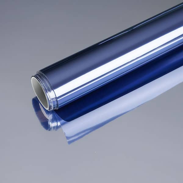 35.43 in. W x 196.85 in. L Blue Mirrored Window Film, 1-Way Daytime Privacy, Static Cling, Sun/UV Block for Home/Office