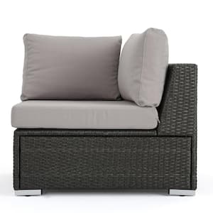 Santa Rosa Grey 7-Piece Wicker Outdoor Sectional Set with Silver Gray Cushions