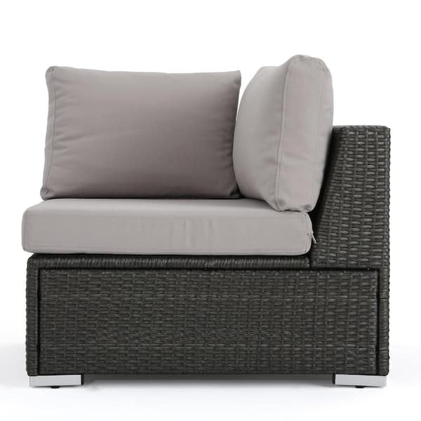 Santa Rosa Grey 7-Piece Wicker Outdoor Patio Sectional Set with Silver Gray Cushions