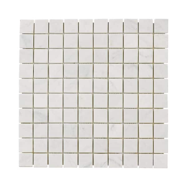 Honed Marble Wall And Floor Mosaic Tile, White Marble Kitchen Floor Tiles Home Depot
