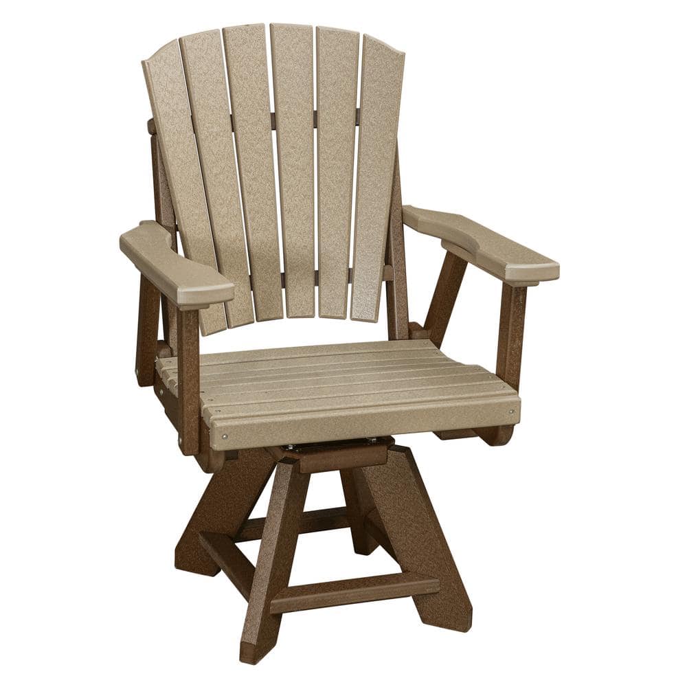 Adirondack Series Tudor Brown Frame Swivel High Density Resin Outdoor Dining Chair in Weatherwood Seat (Set of 1) price history on PriceWatchPro