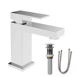 Deck Mounted Mixer Taps Brass Single Handle Bathroom Faucet in Chrome