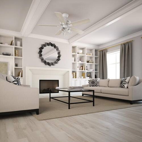 Rosner 52 in. Indoor Matte White Ceiling Fan with Light Kit Included Hunter Ceiling Fans With Lights