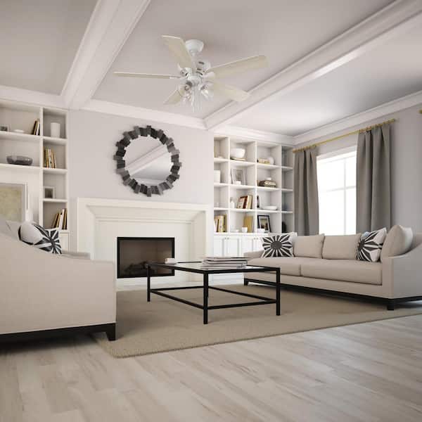 Hunter - Rosner 52 in. Indoor Matte White Ceiling Fan with Light Kit Included