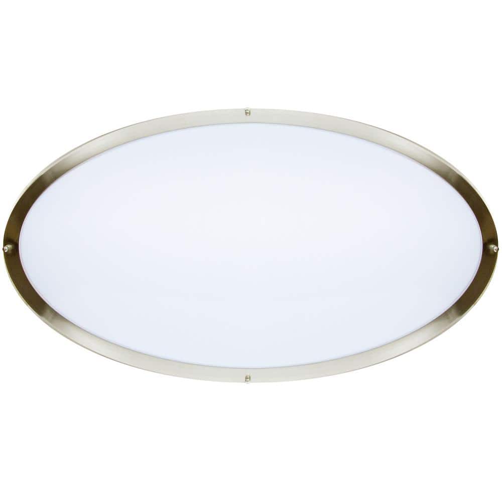 Elegant 32" Satin Nickel Oval LED Ceiling Light, Dimmable & Color Selectable