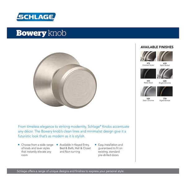 Schlage Bowery Matte Black Passage Hall/Closet Doorknob (4-Pack) F10 BWE 622  4PK - The Home Depot