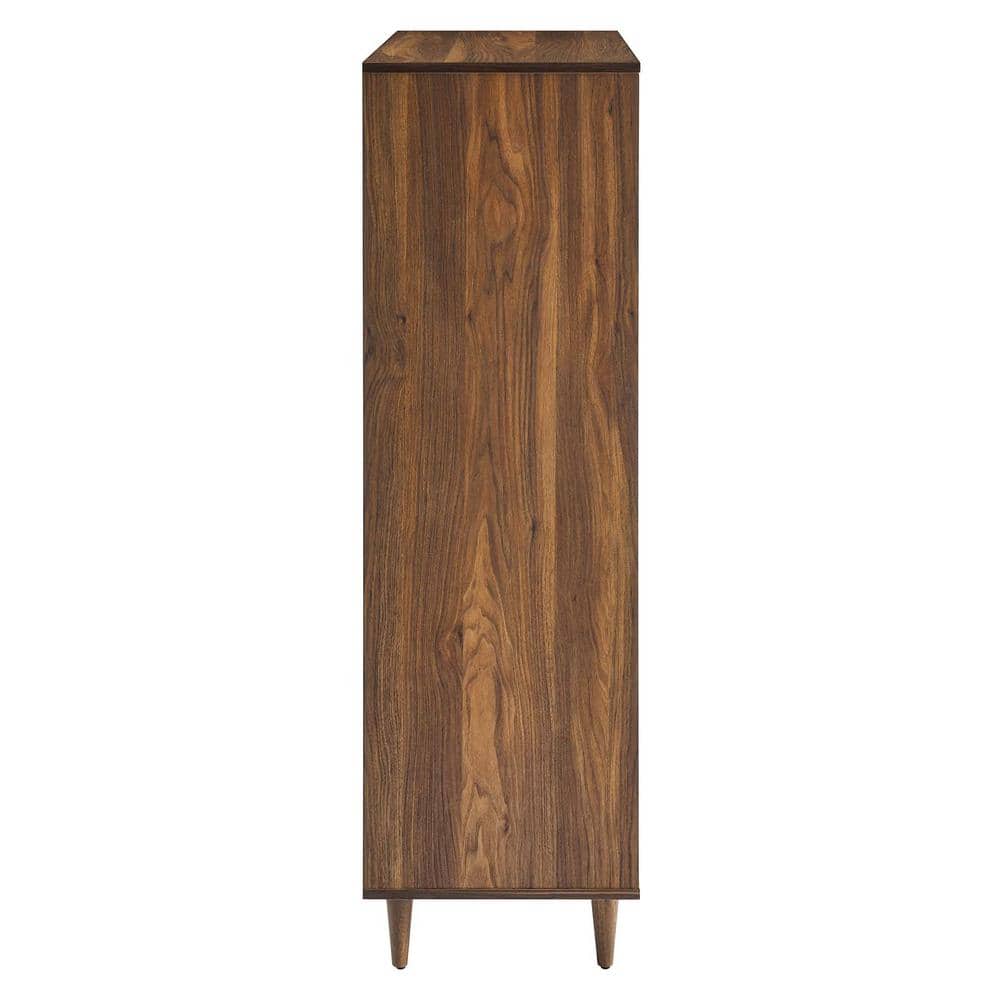 Walnut 5-Drawer Chest with Grooved Wave Design