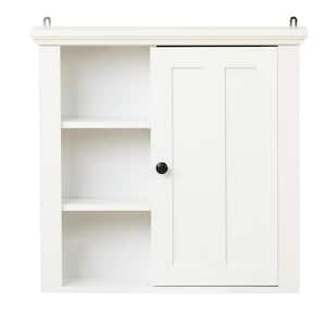 White MDF Wood Bathroom Wall Storage Accent Cabinet