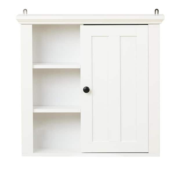 LuxenHome White MDF Wood Bathroom Wall Storage Accent Cabinet