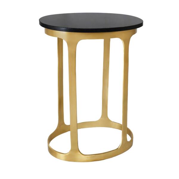 CAROLINA CLASSIC Oaklynn 14 in. Black and Gold 24 in. H Oval Marble Top End Table