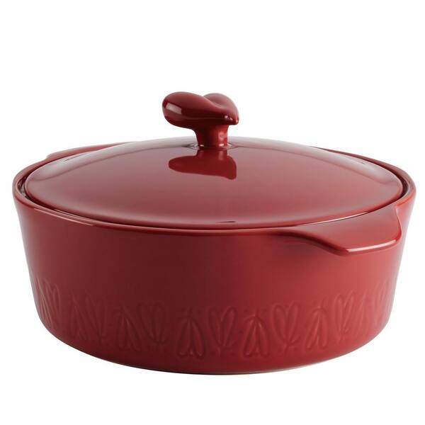 Ayesha Curry Home Collection 2.5 Qt. Sienna Red Ceramic Round Casserole