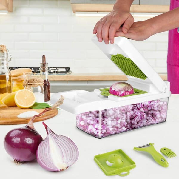 Siavonce 12 in 1 Vegetable Chopper with Container, Kitchen Food Slicer Dicer Grater Peeler Egg Separator Hand Protector