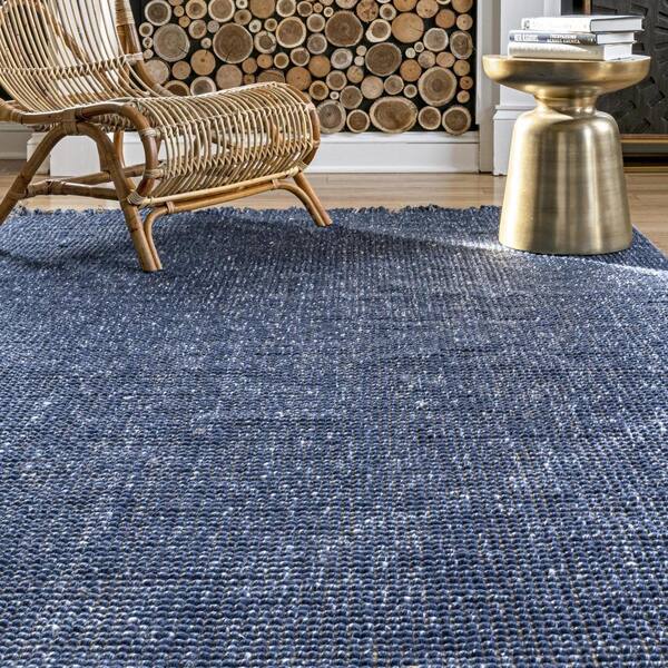 nuLOOM Ophilia Distressed Solid Jute Navy 8 ft. x 10 ft. Area Rug - image 5