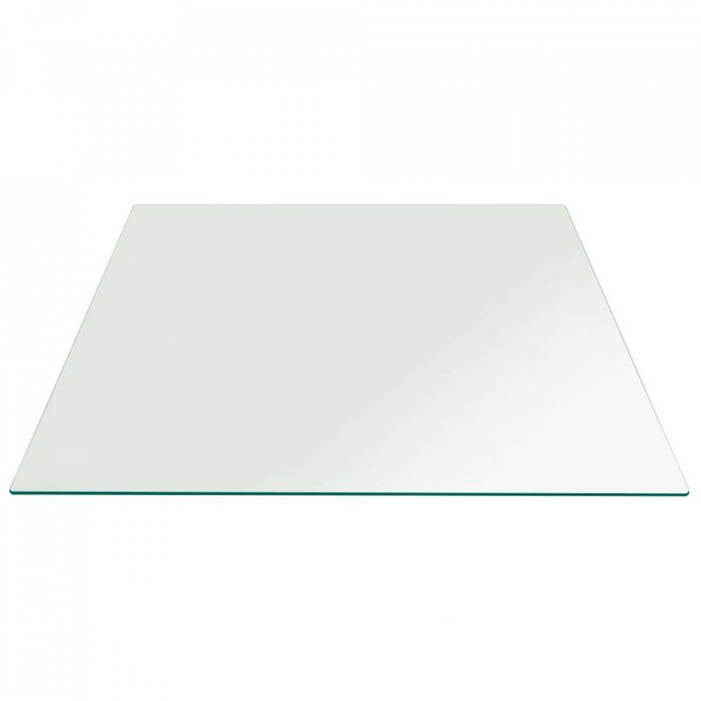 Fab Glass and Mirror 19 in. Clear Square Glass Table Top 3/8 in. Thick Pencil Polish Tempered Touch Corners