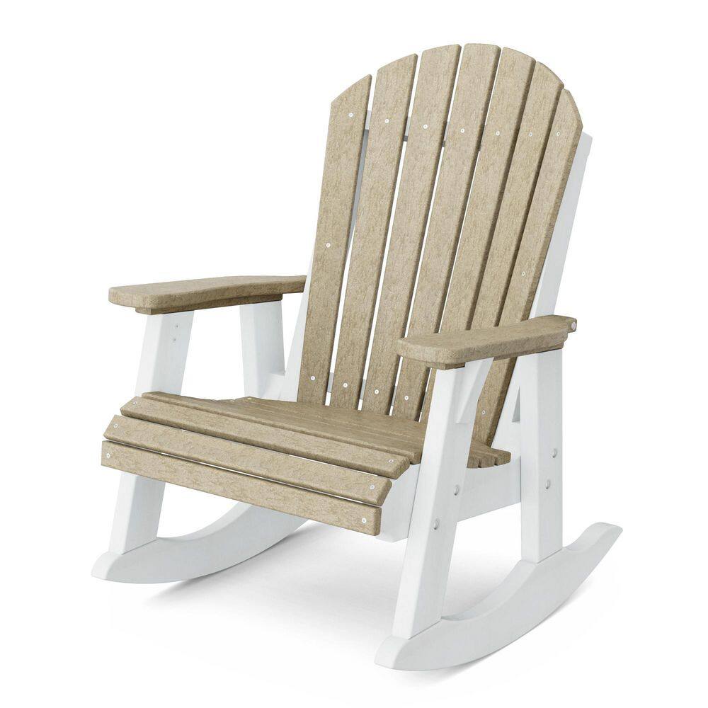 Heritage Weathered Wood and White Plastic Adirondack Outdoor Rocking Chair price history on PriceWatchPro