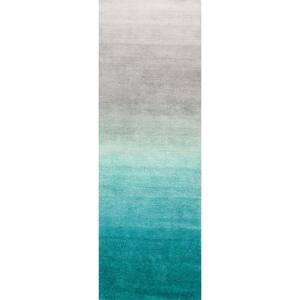 Luxe Ombre Turquoise 3 ft. x 10 ft. Runner