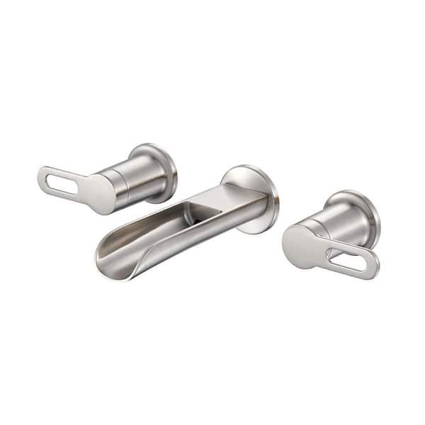 LUXIER Vivid Fall 2-Handle Wall Mounted Bathroom Faucet with Valve in Brushed Nickel