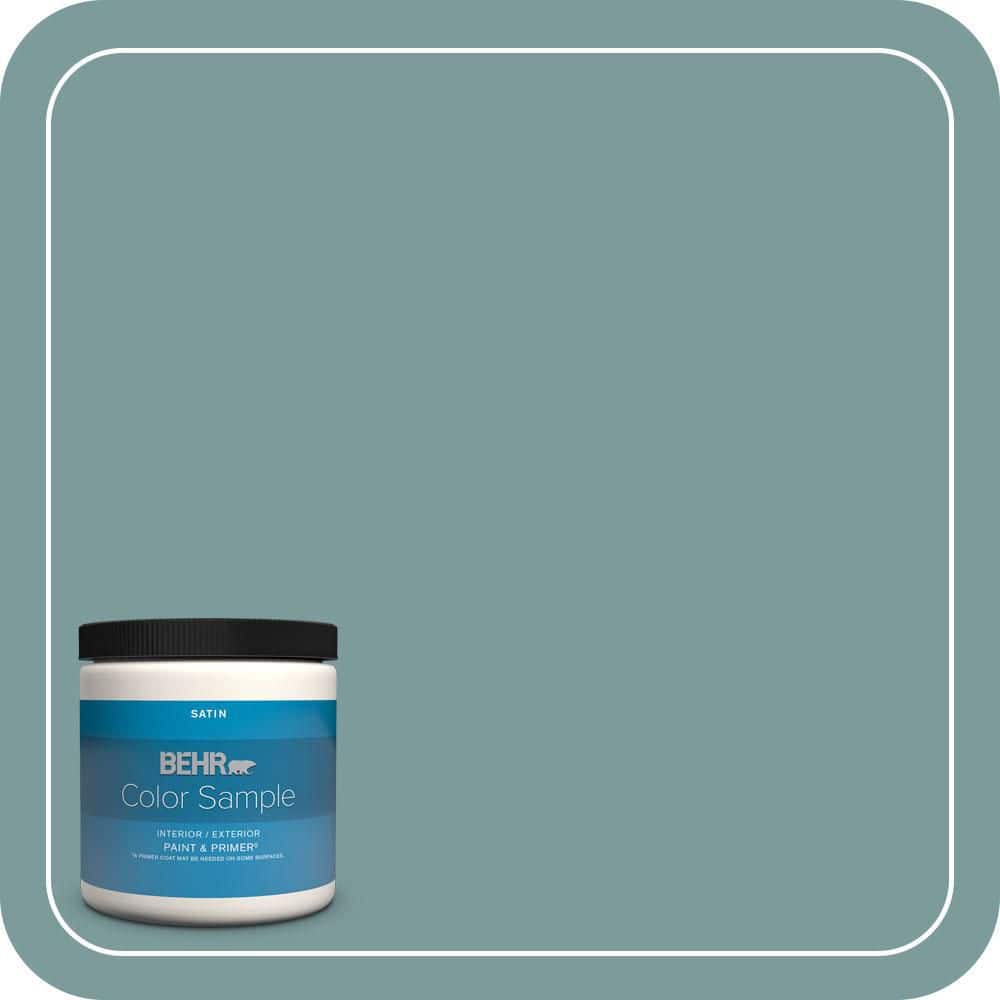 BEHR PREMIUM PLUS 8 oz. #PMD-35 Blue Agave Satin Enamel Interior ...