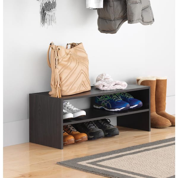 Entryway Shoe Rack Bench Shoe Storage with Shelves, Espresso - On