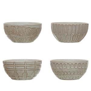 30 fl. oz. Gray Debossed Stoneware Bowls (Set of 4 Styles)