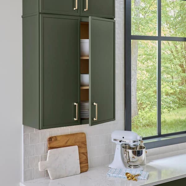 Leyton 36 in. W x 12 in. D x 42 in. H Ready to Assemble Plywood Slim Shaker Wall Kitchen Cabinet in Fern Green