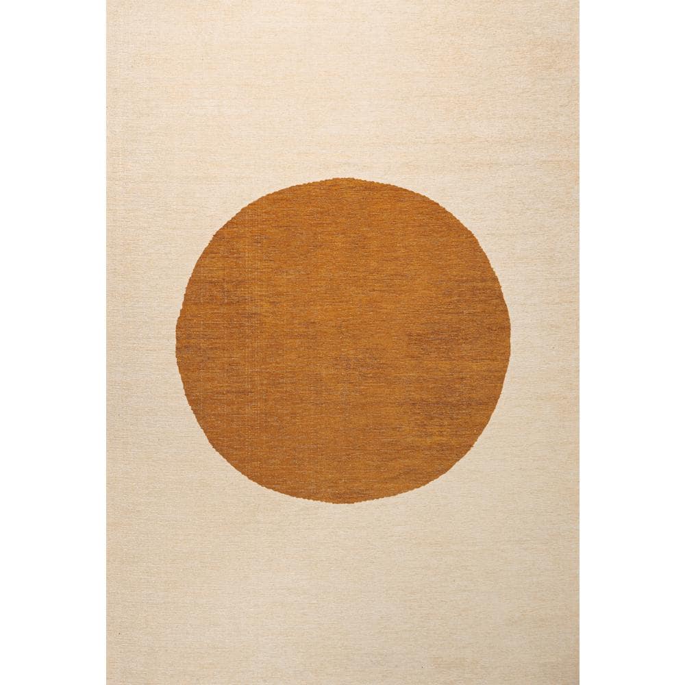 Scandinavian Cream/Rust Geometric 9' x 12' Easy-Care Synthetic Rug