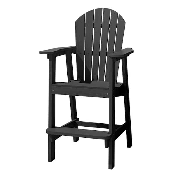 AUTMOON Classic Black Tall Balcony Adirondack Chair 1 Pack