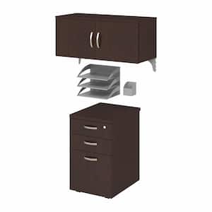 Office in an Hour Mocha Cherry Storage Cabinet and Accessory Kit