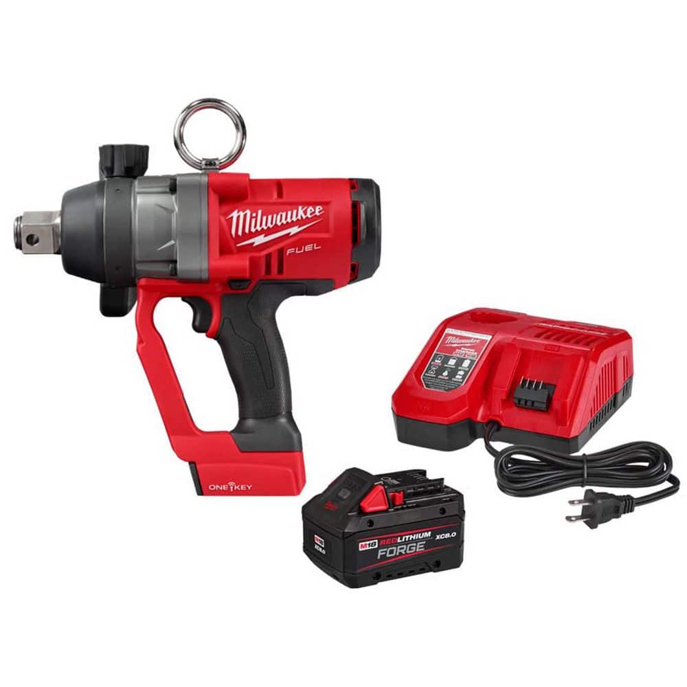 MILWAUKEE M18 FUEL ONE-KEY 18V Lithium-Ion Brushless Cordless 1 in. Impact Wrench with Friction Ring w/ 8. 0Ah Battery/Charger (2867-20-48)