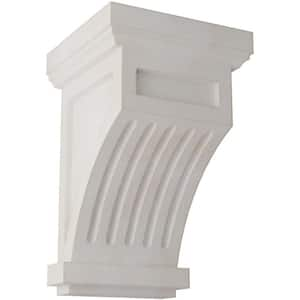 4-1/4 in. x 7 in. x 4-1/4 in. Chalk Dust White Fluted Wood Vintage Decor Corbel