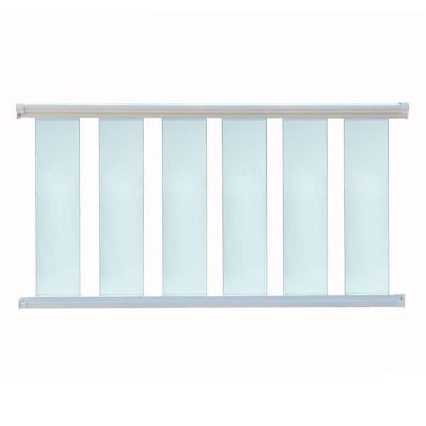 6 ft. x 42 in. White Aluminum Frame Glass Baluster Railing Kit