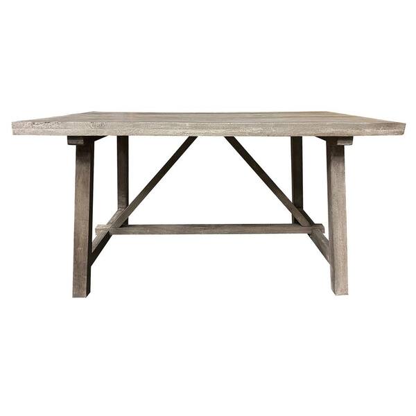 Mango Wood Farmhouse 58 in. Rectangle Gray Mango Wood Dining Table Seats 8