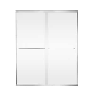 56 - 60 in. W x 72 in. H Sliding Semi Frameless Shower Door, 1/4 (6mm) Clear Tempered Glass Brushed Nickel