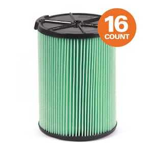 5-Layer HEPA Material Pleated Paper Filter for Most 5 Gallon and Larger RIDGID Wet/Dry Shop Vacuums (16-Pack)