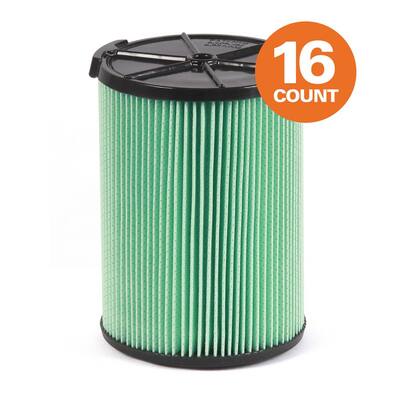 5-Layer HEPA Material Pleated Paper Filter for Most 5 Gal. and Larger Wet/Dry Shop Vacuums (16-Pack)