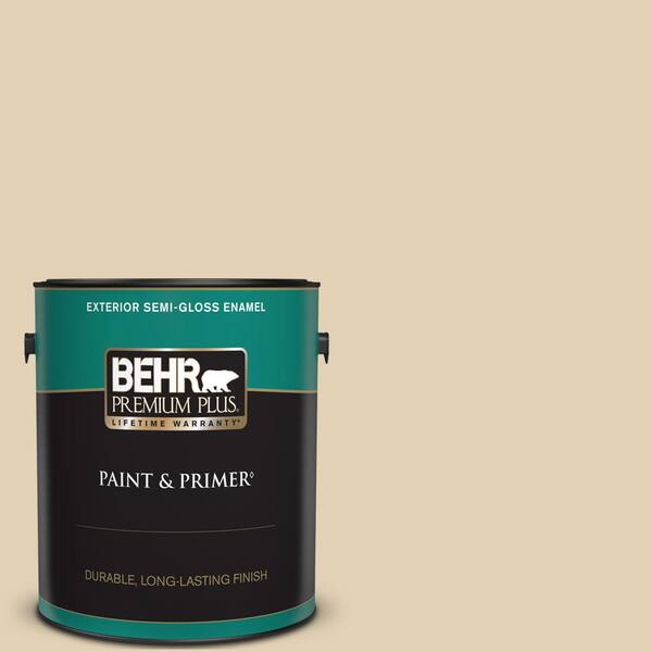 BEHR PREMIUM PLUS 1 gal. #N290-3 Comfy Beige Semi-Gloss Enamel Exterior Paint & Primer