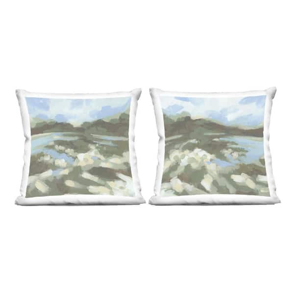 Stupell Industries Vivid Impressionist Landscape Blue Print Polyester 18 in. X 18in. Throw Pillow, Set of 2