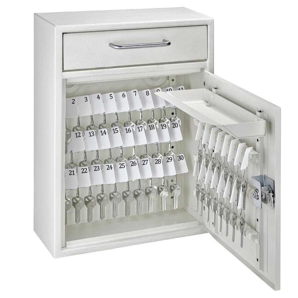 White Granite Steel Wall-Mount Security Key Cabinet with Lock