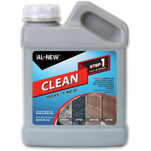 AL-NEW 16 oz. Step 1 Clean , Cleaning Solution for Outdoor Patio Furniture, Garage Doors, Exterior Lights and More