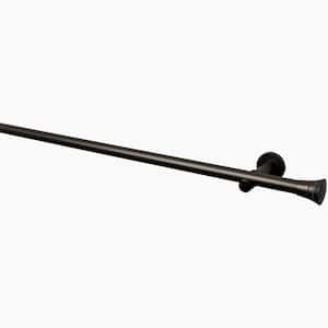 20 MM 95 in. Intensions Single Curtain Rod Kit in Anthracite with 2-Rib Finials and Open Brackets