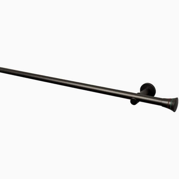 20 MM 95 in. Intensions Single Curtain Rod Kit in Anthracite with 2-Rib Finials and Open Brackets