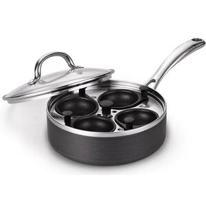 4-Cup 8 in. Non-Stick Hard Anodized Egg Poacher Pan with Lid